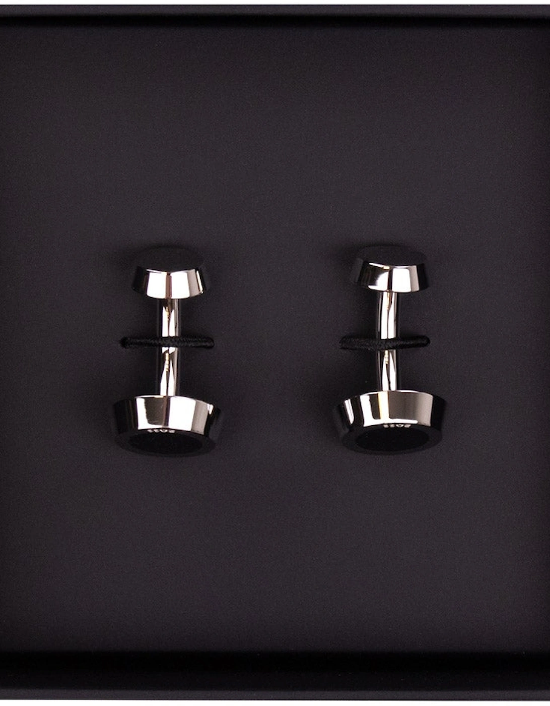 Hugo Boss Round Cufflinks Enamel Insert BLACK 001