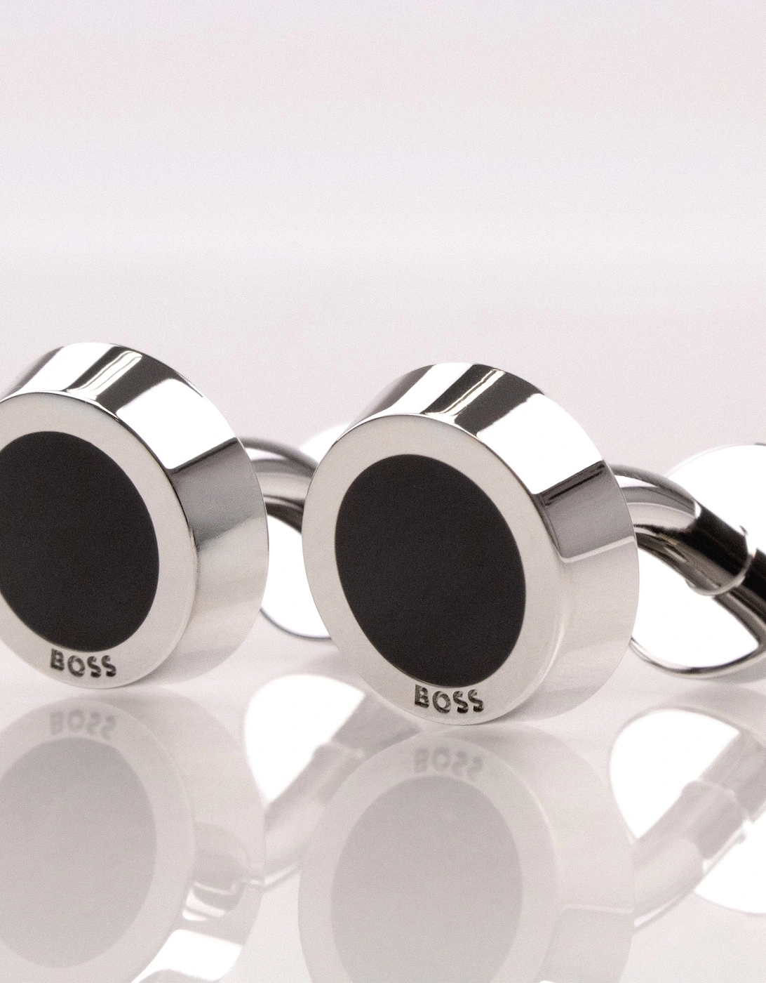 Hugo Boss Round Cufflinks Enamel Insert BLACK 001