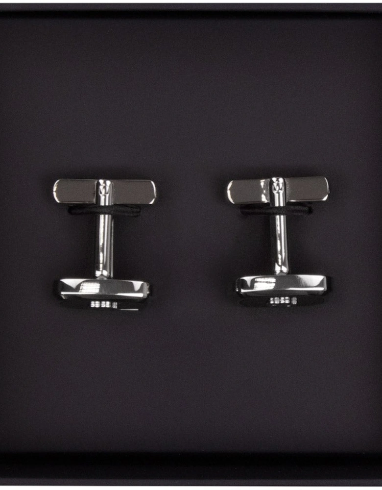 Hugo Boss Double-B Monogram Enamel Insert Cufflinks BLACK 001
