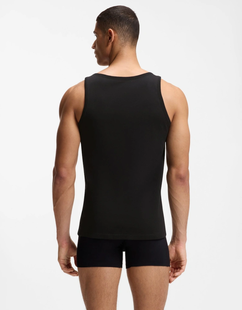 BOSS Orange TankTop Classic Mens 3 Pack Cotton Underwear Vests with Embroidered Logos - Black 001