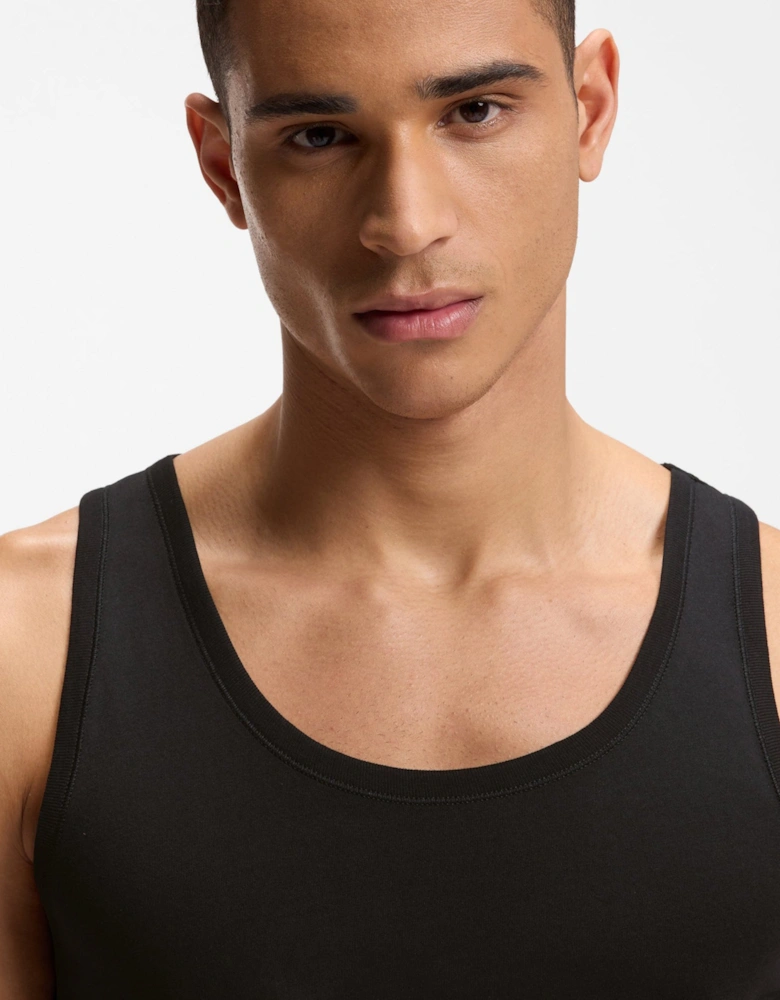 BOSS Orange TankTop Classic Mens 3 Pack Cotton Underwear Vests with Embroidered Logos - Black 001