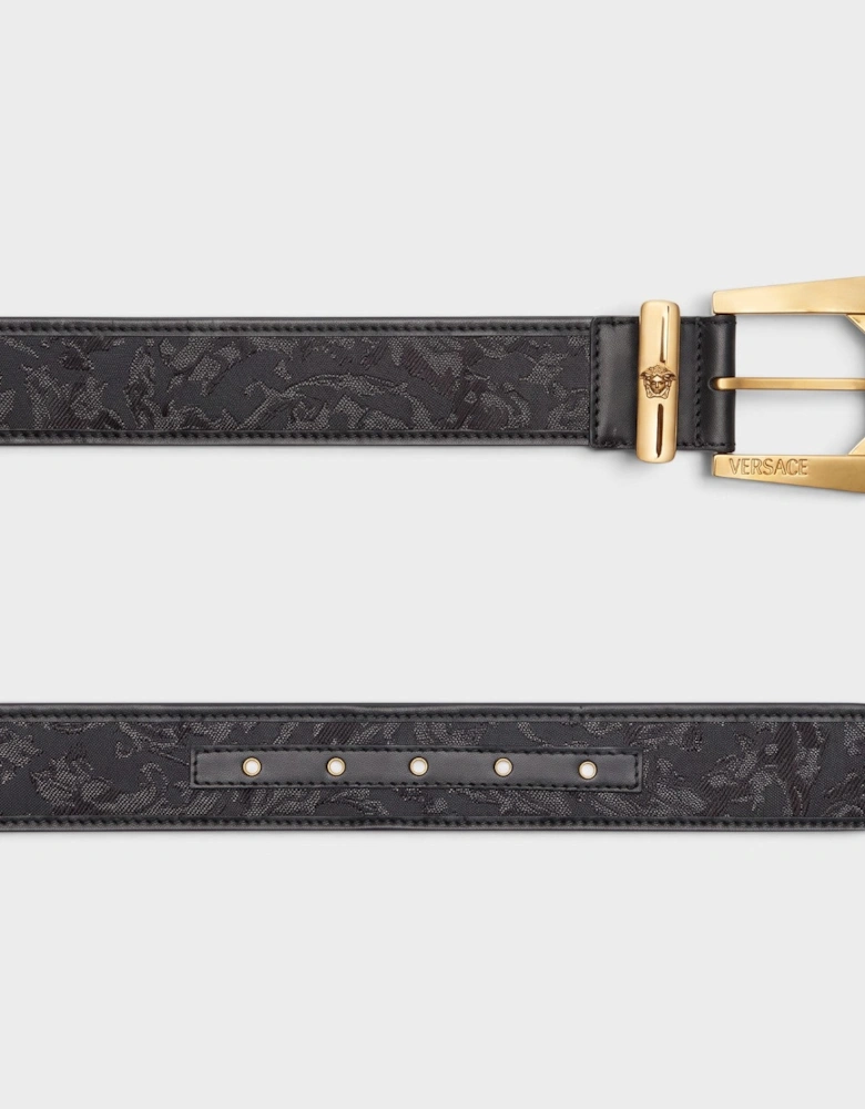 Barocco Medusa Heritage Jacquard Belt Gold Black