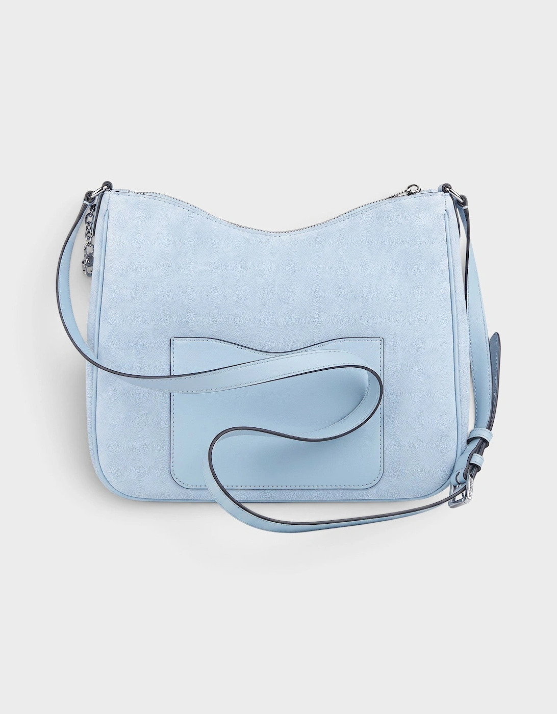 Logo Crossbody Bag Suede Pale Ocean Blue