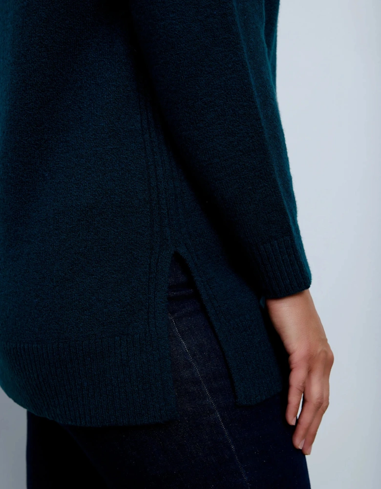 Green Crew Neck Longline Knitted Jumper
