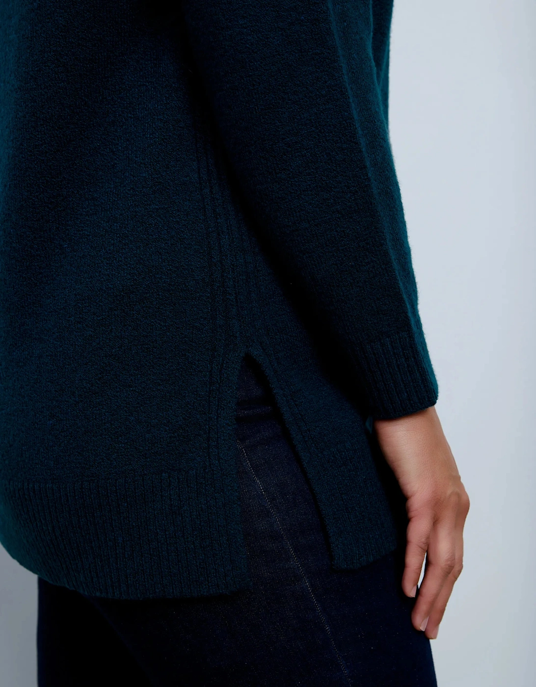 Green Crew Neck Longline Knitted Jumper