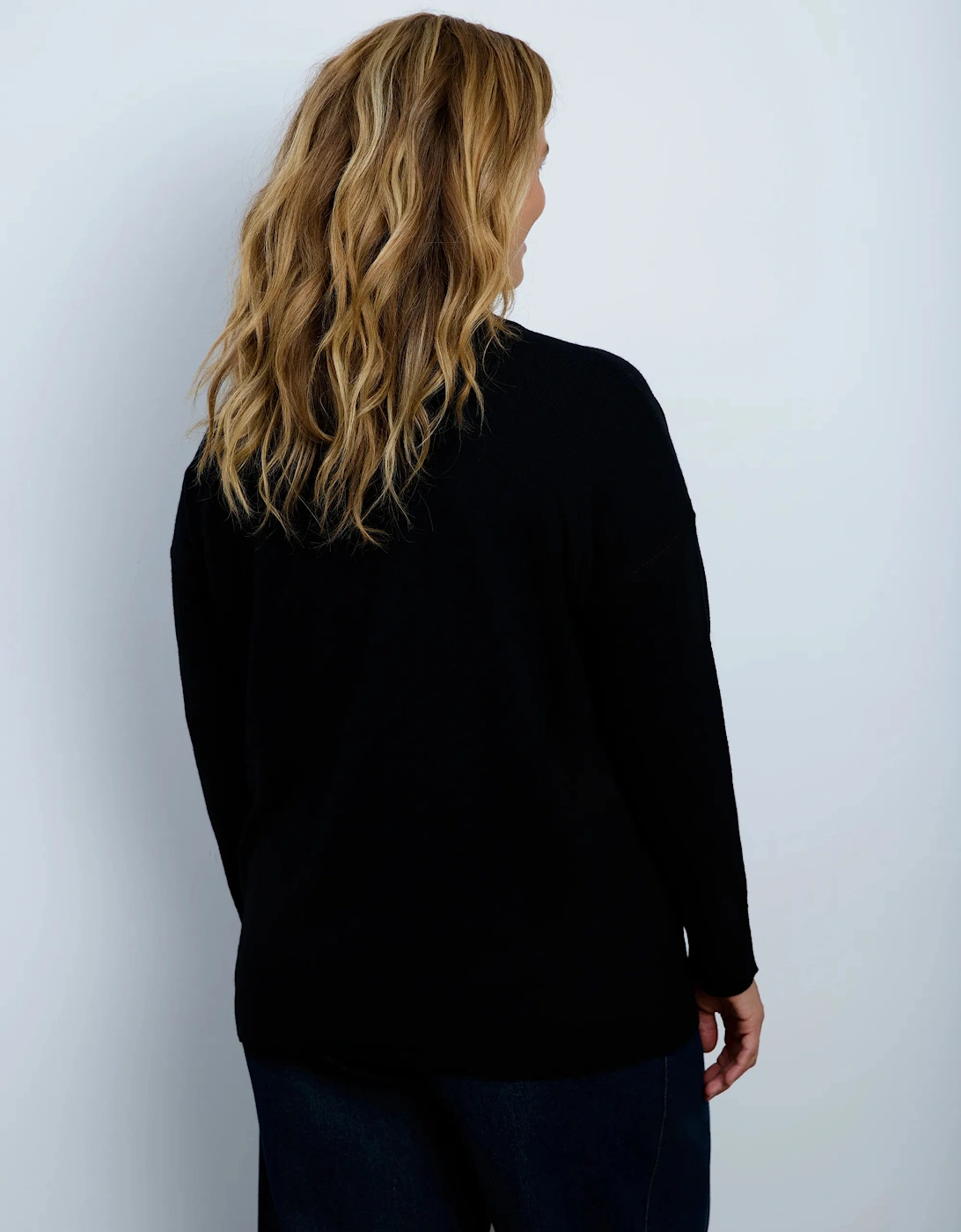 Black V Neck Knitted Jumper With Cashmere