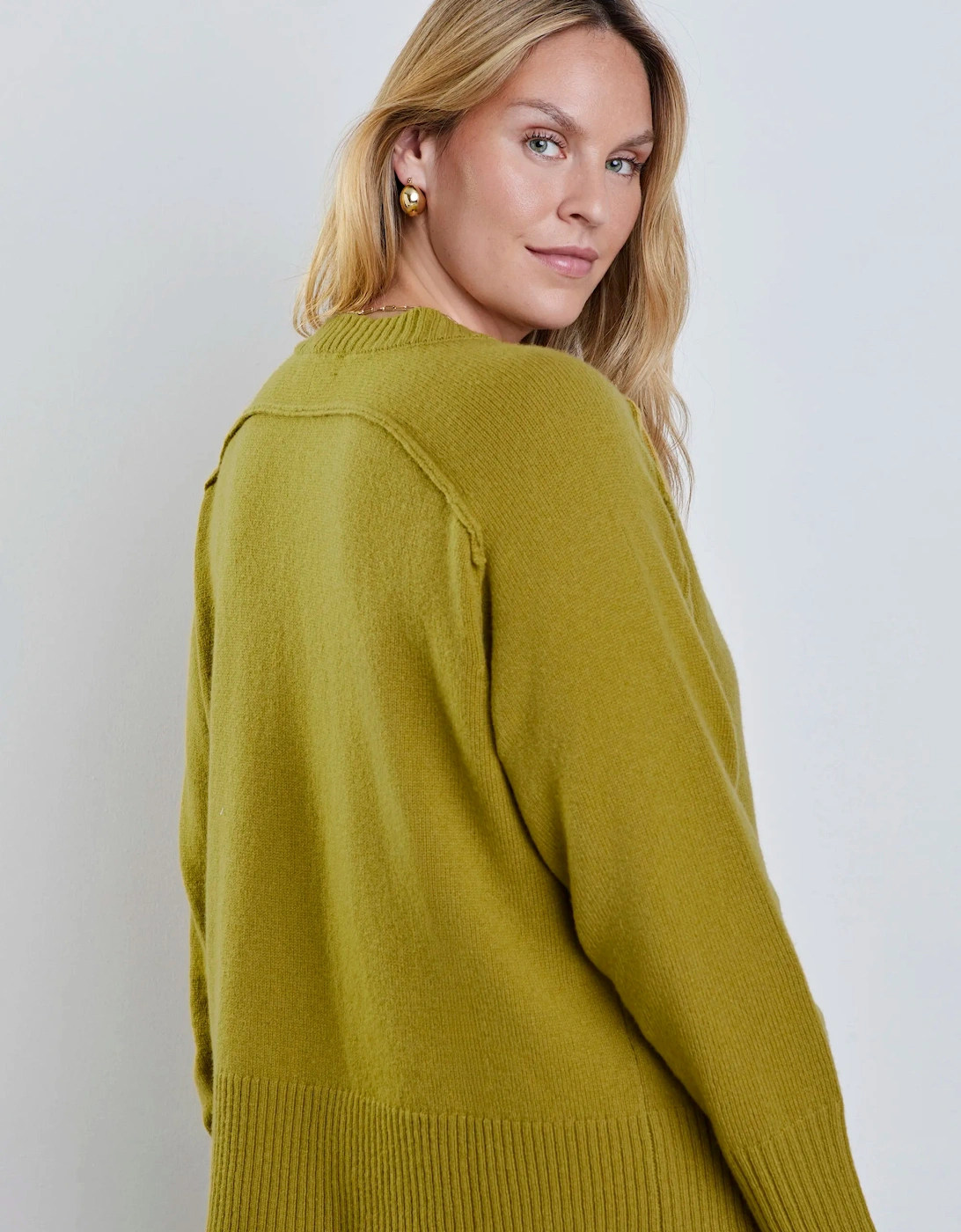 Chartreuse Wool V Neck Jumper