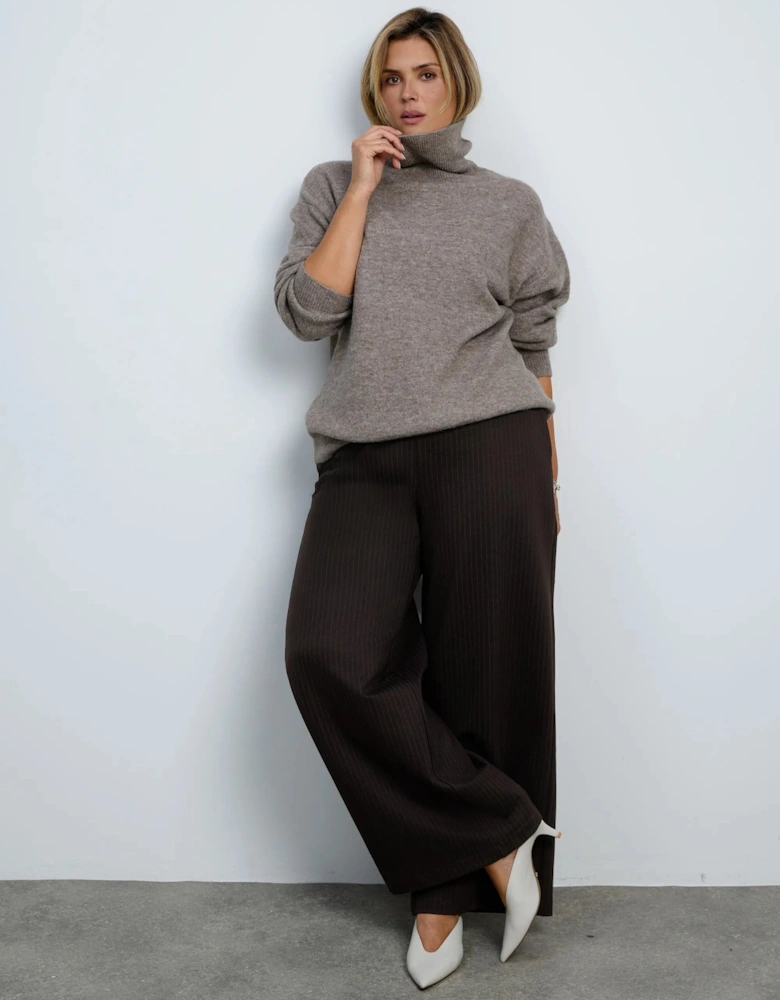 Oatmeal Wool Blend  Turtle Neck Knitted Jumper