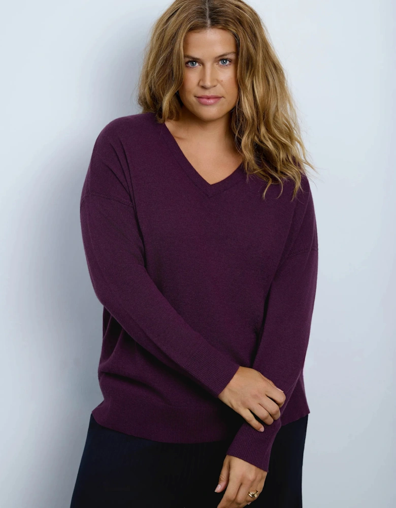 Port V Neck Knitted Jumper With Cashmere
