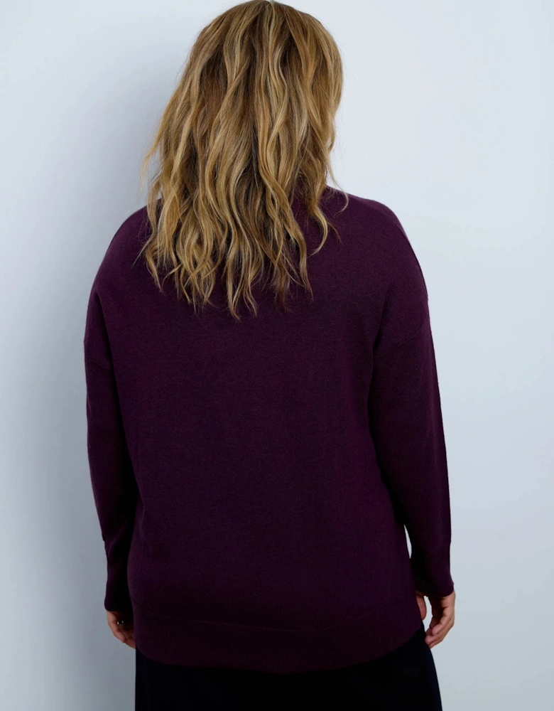 Port V Neck Knitted Jumper With Cashmere