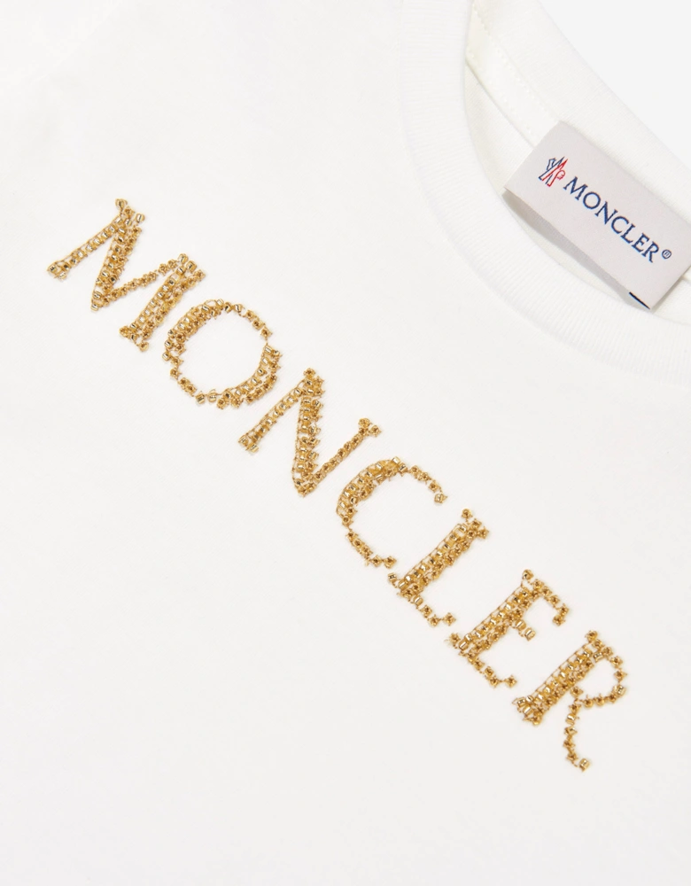 Moncler Enfant Girls Cotton Jersey Logo T-Shirt in White