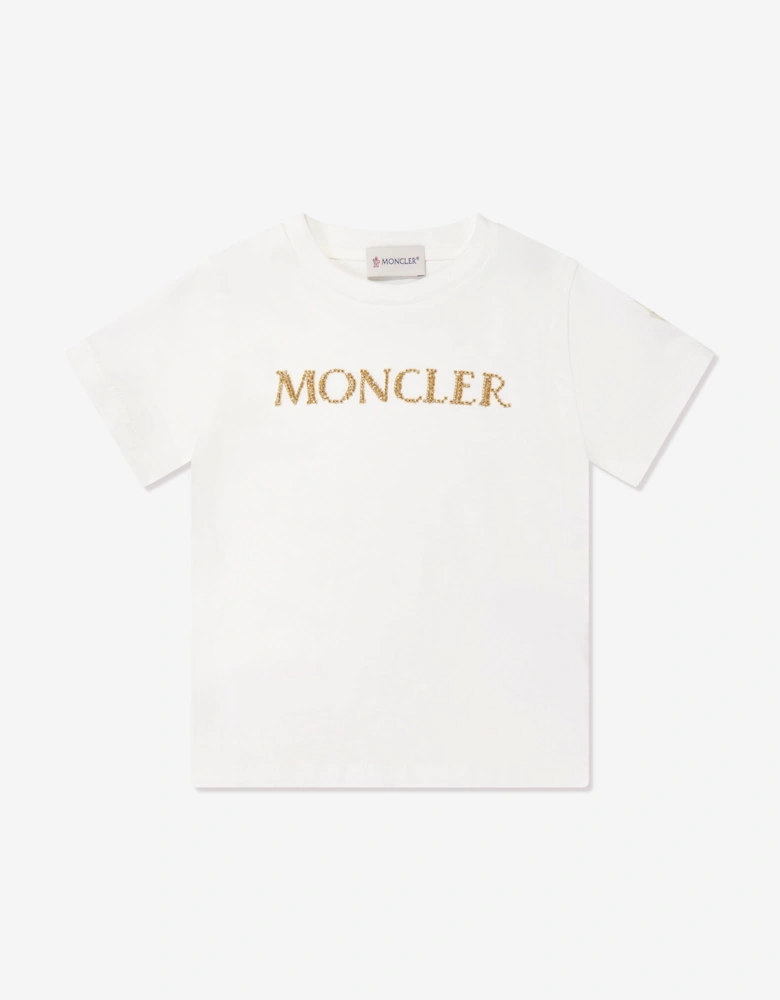Moncler Enfant Girls Cotton Jersey Logo T-Shirt in White