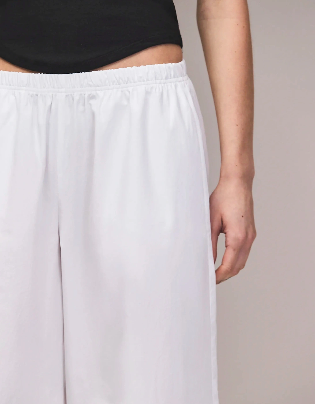Petite White Cotton Barrel Leg Trousers