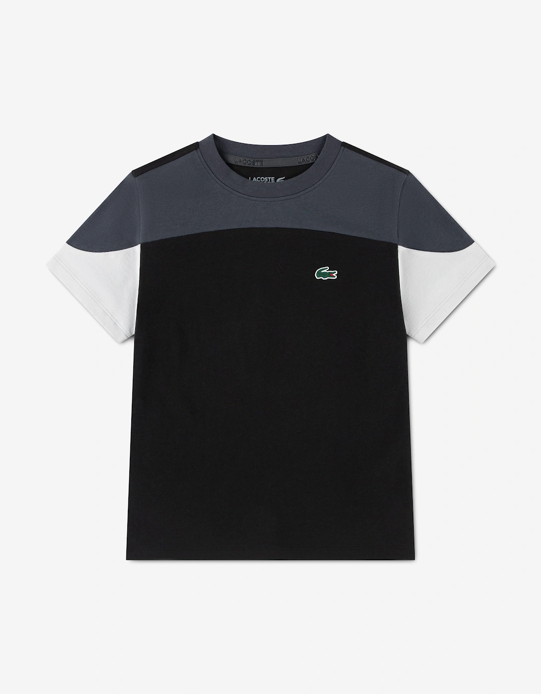 Lacoste Boys Off Court Colourblock T-Shirt in Black