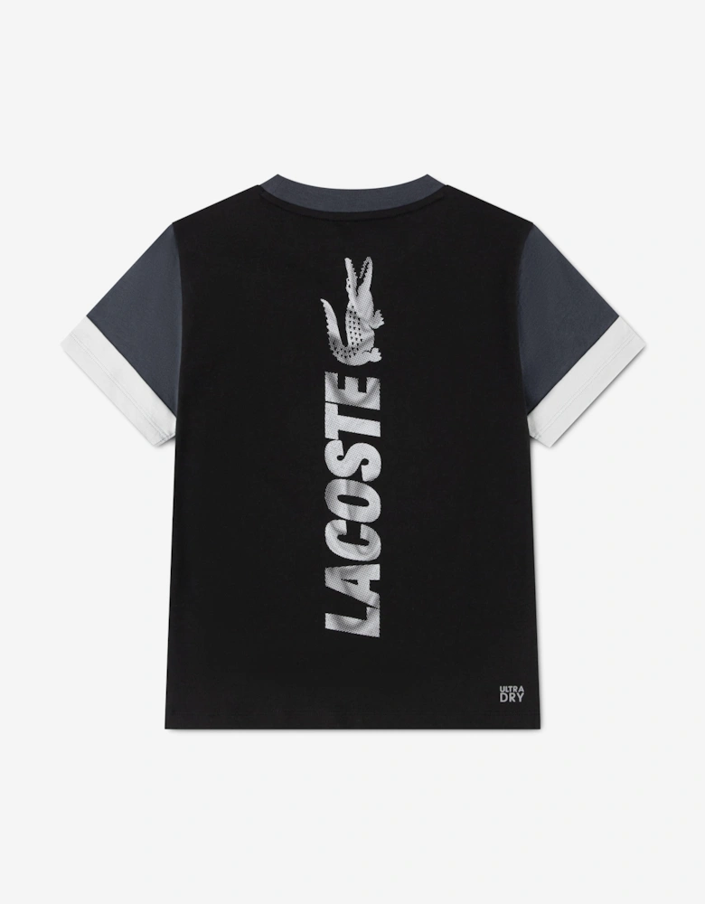 Lacoste Boys Off Court Colourblock T-Shirt in Black