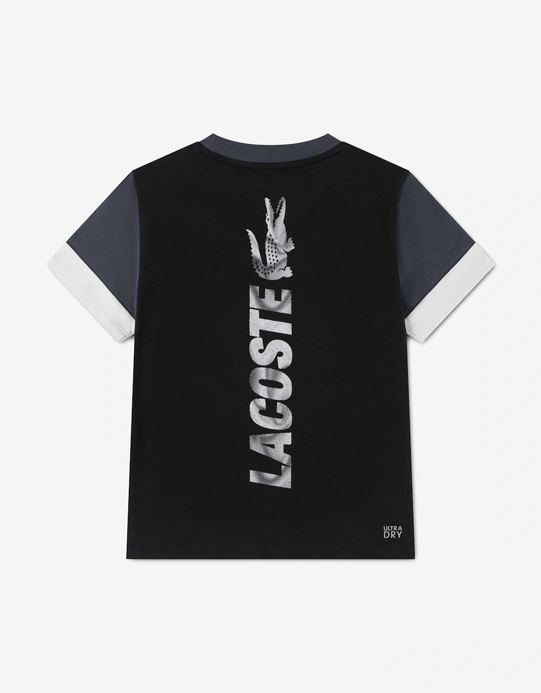 Lacoste Boys Off Court Colourblock T-Shirt in Black