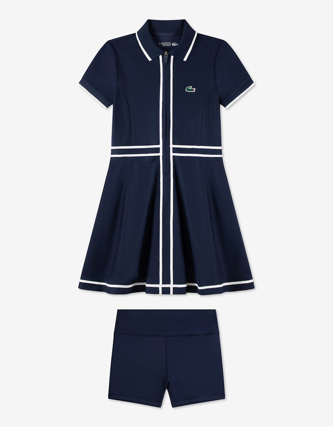 Lacoste Girls Tennis Dress with Shorts in Navy