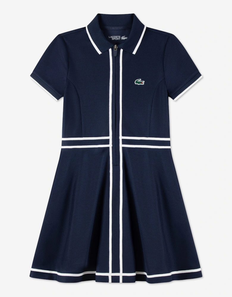 Lacoste Girls Tennis Dress with Shorts in Navy