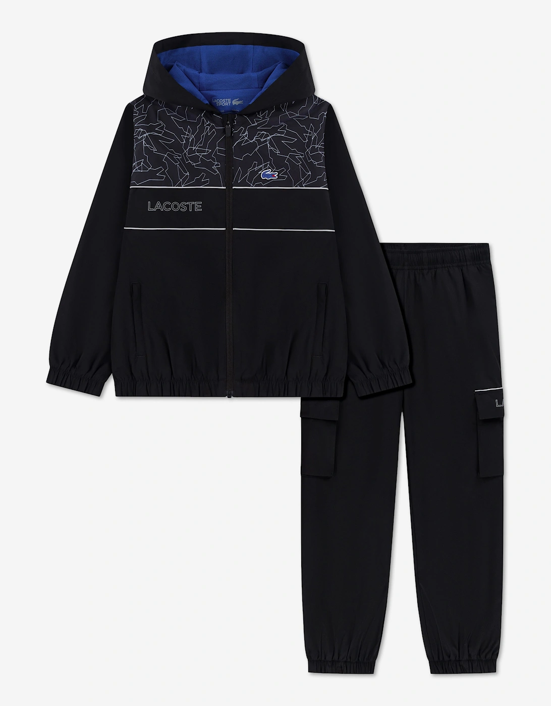 Lacoste Boy's Lacoste Boys Mesh Lined Diamond Taffeta Tracksuit in Black
