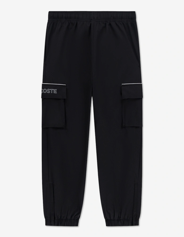 Lacoste Boys Mesh Lined Diamond Taffeta Tracksuit in Black