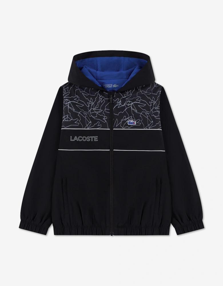 Lacoste Boys Mesh Lined Diamond Taffeta Tracksuit in Black