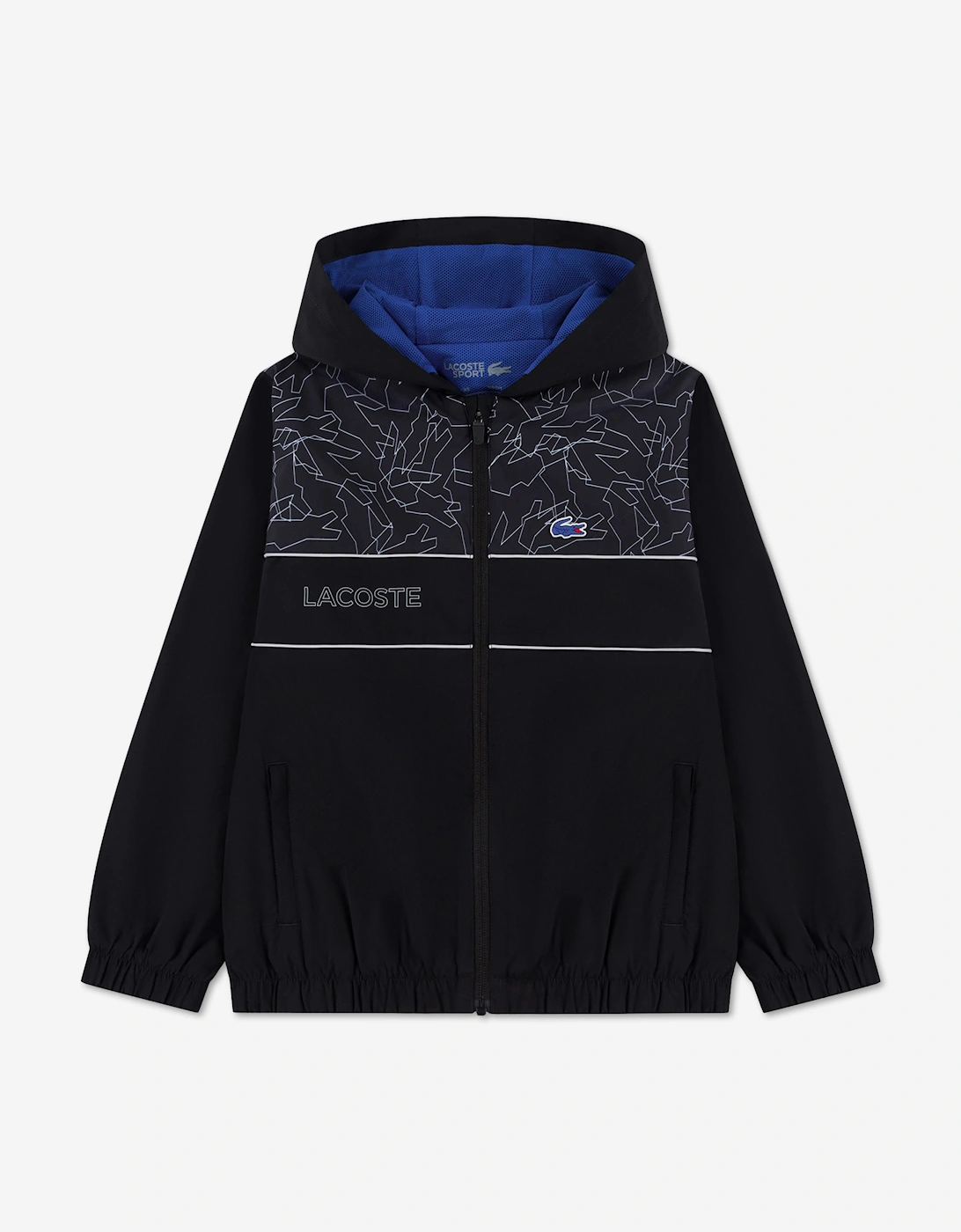 Lacoste Boys Mesh Lined Diamond Taffeta Tracksuit in Black