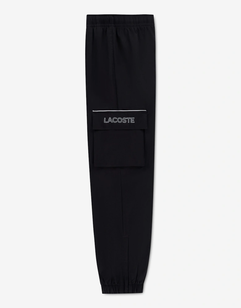 Lacoste Boys Mesh Lined Diamond Taffeta Tracksuit in Black