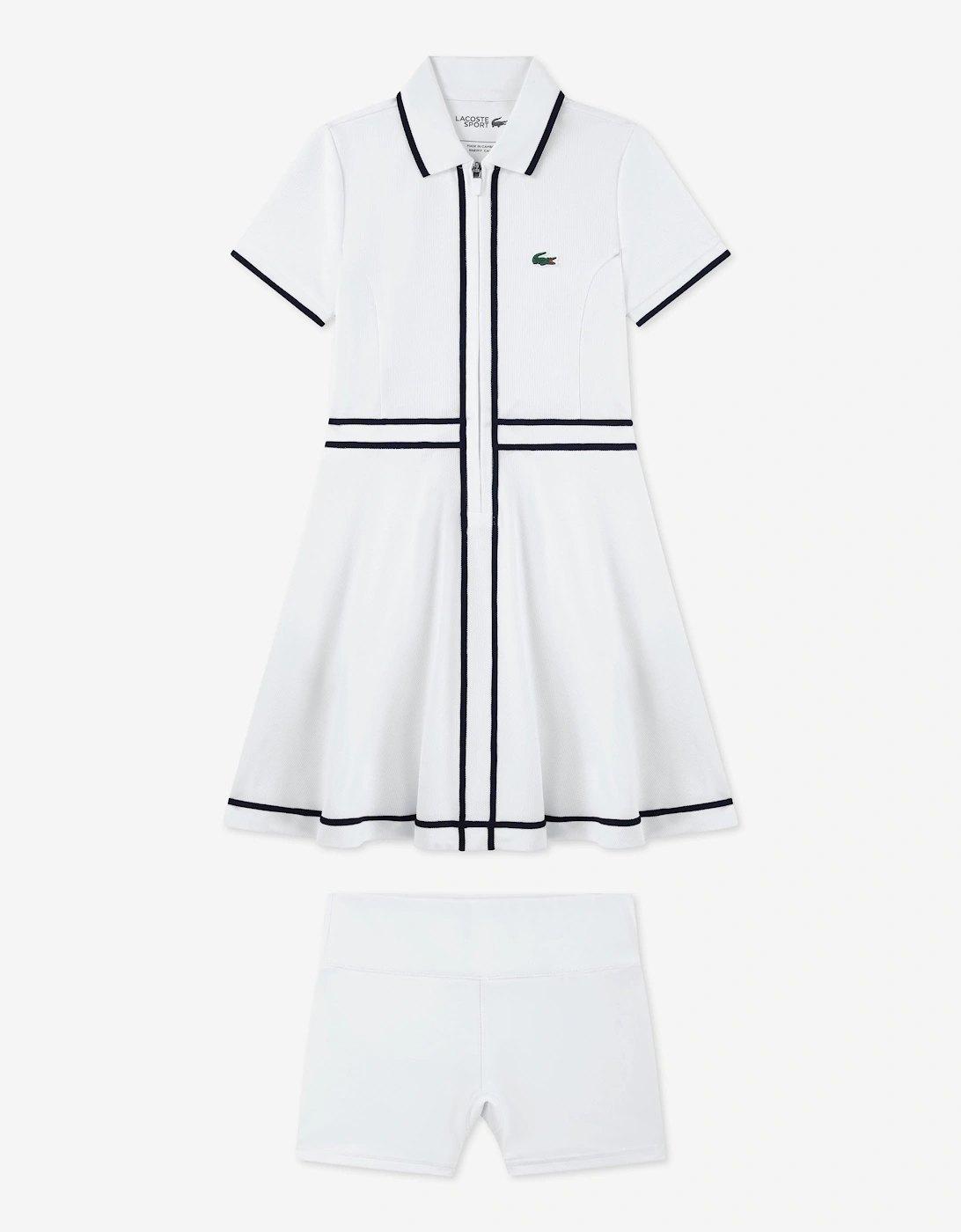 Lacoste Girls Tennis Dress with Shorts in White