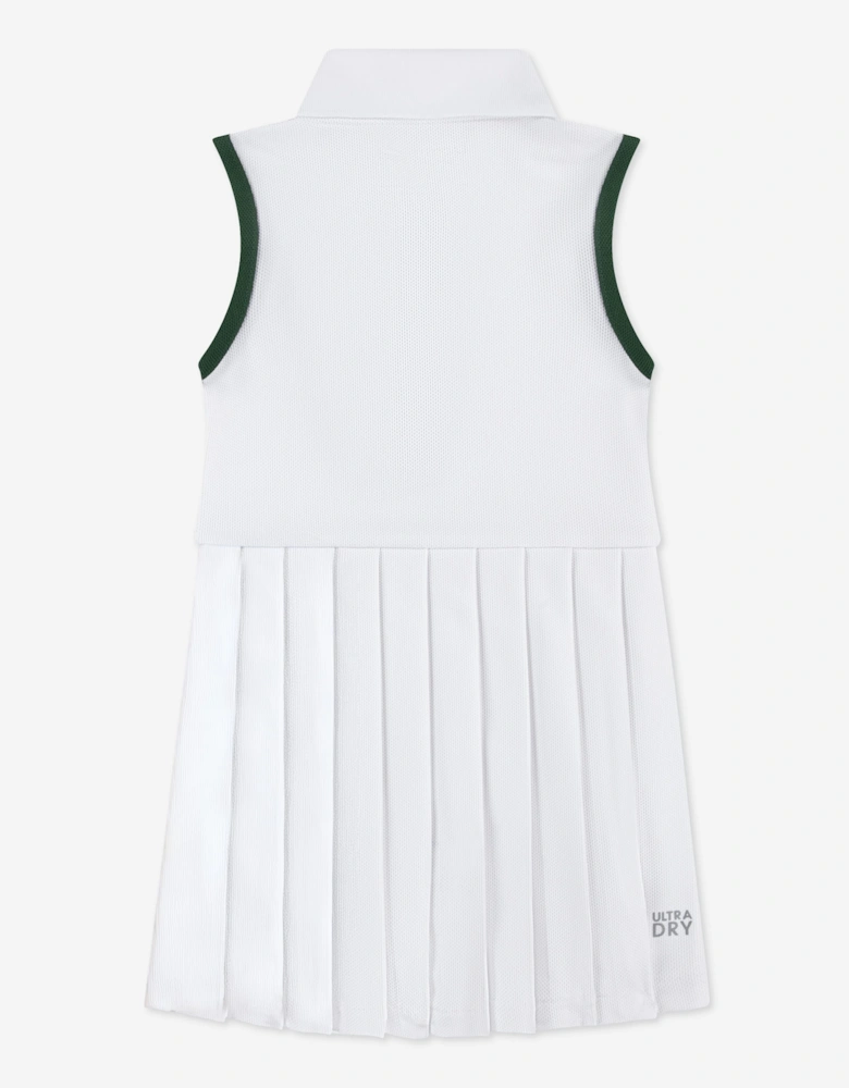 Lacoste Girls Heritage Pique Tennis Dress with Shorts in White