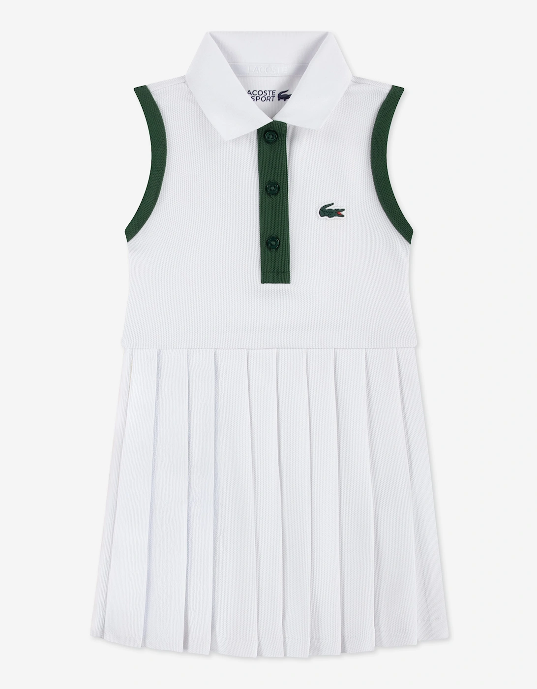 Lacoste Girls Heritage Pique Tennis Dress with Shorts in White