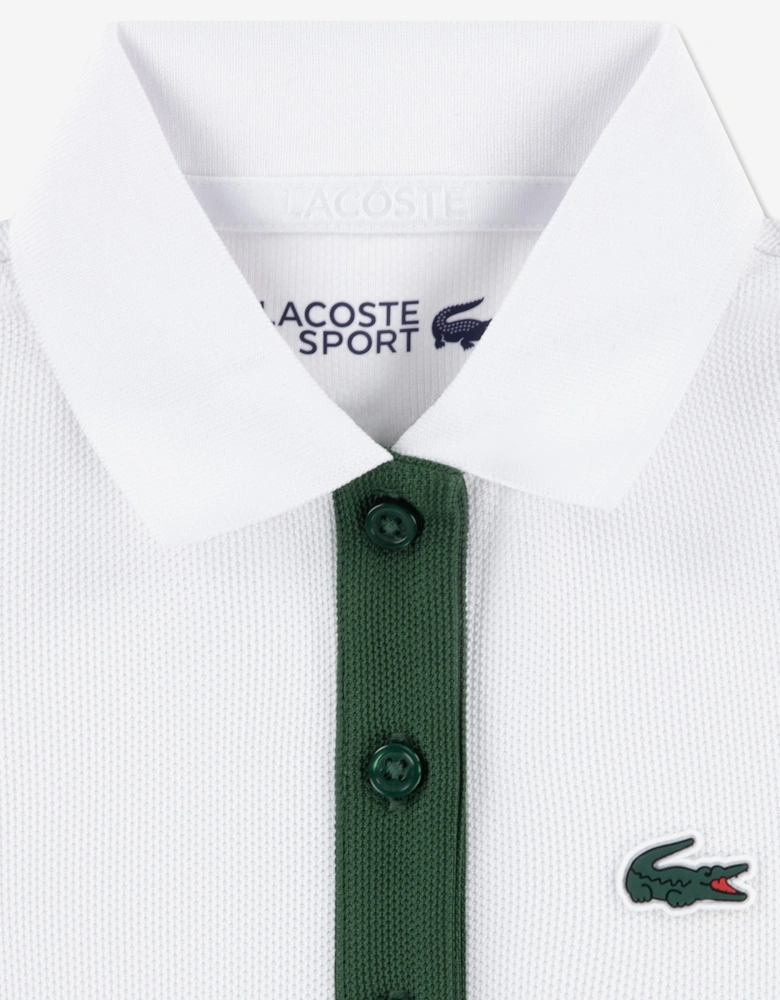 Lacoste Girls Heritage Pique Tennis Dress with Shorts in White
