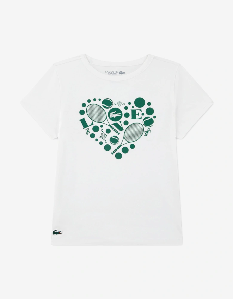 Lacoste Girls Sport Graphic T-Shirt in White