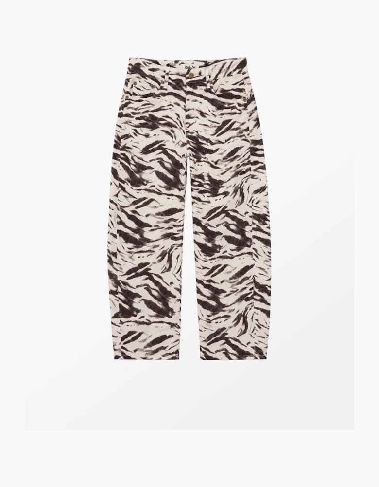 Petite Brown Zebra Print Barrel Leg Jeans