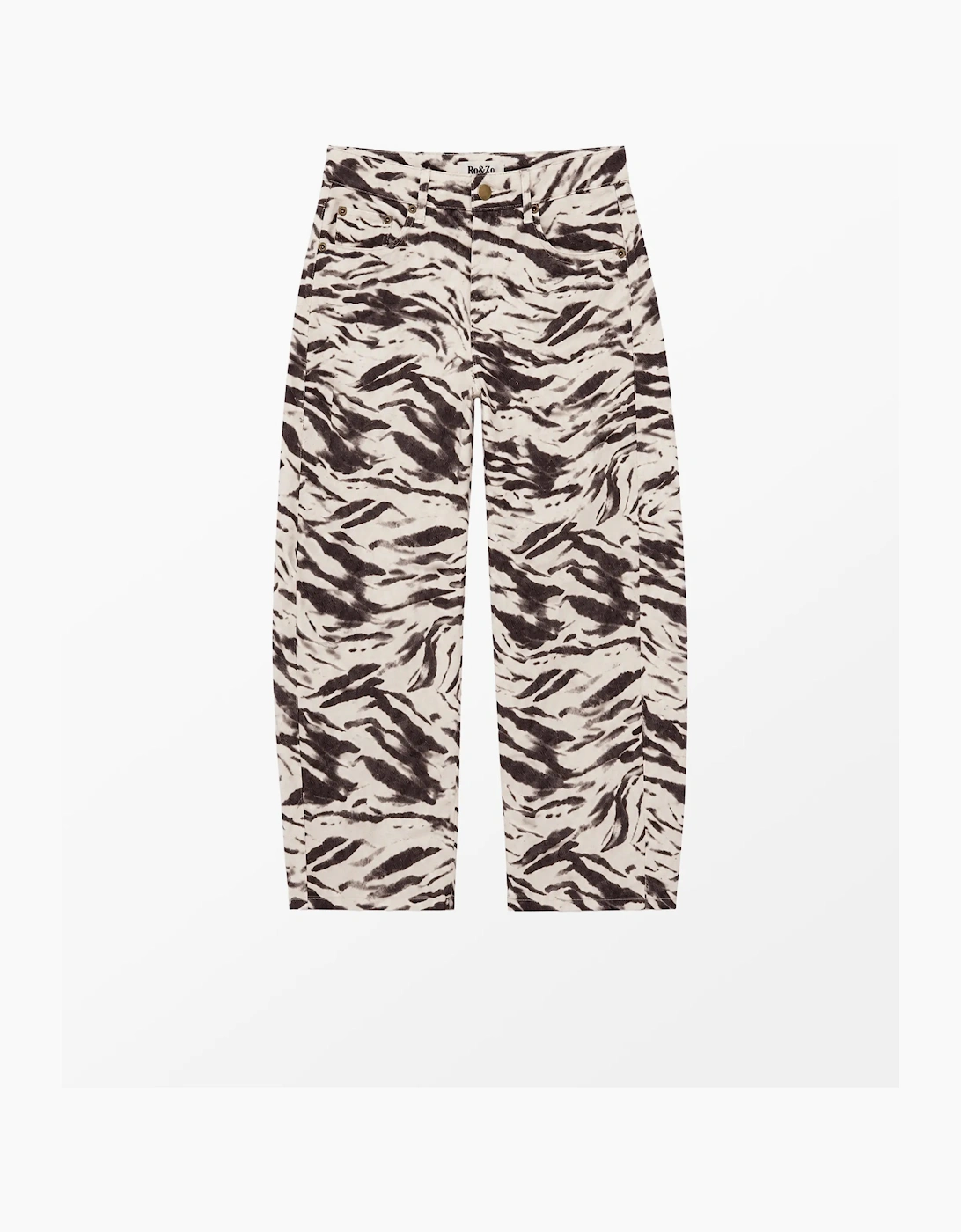 Petite Brown Zebra Print Barrel Leg Jeans