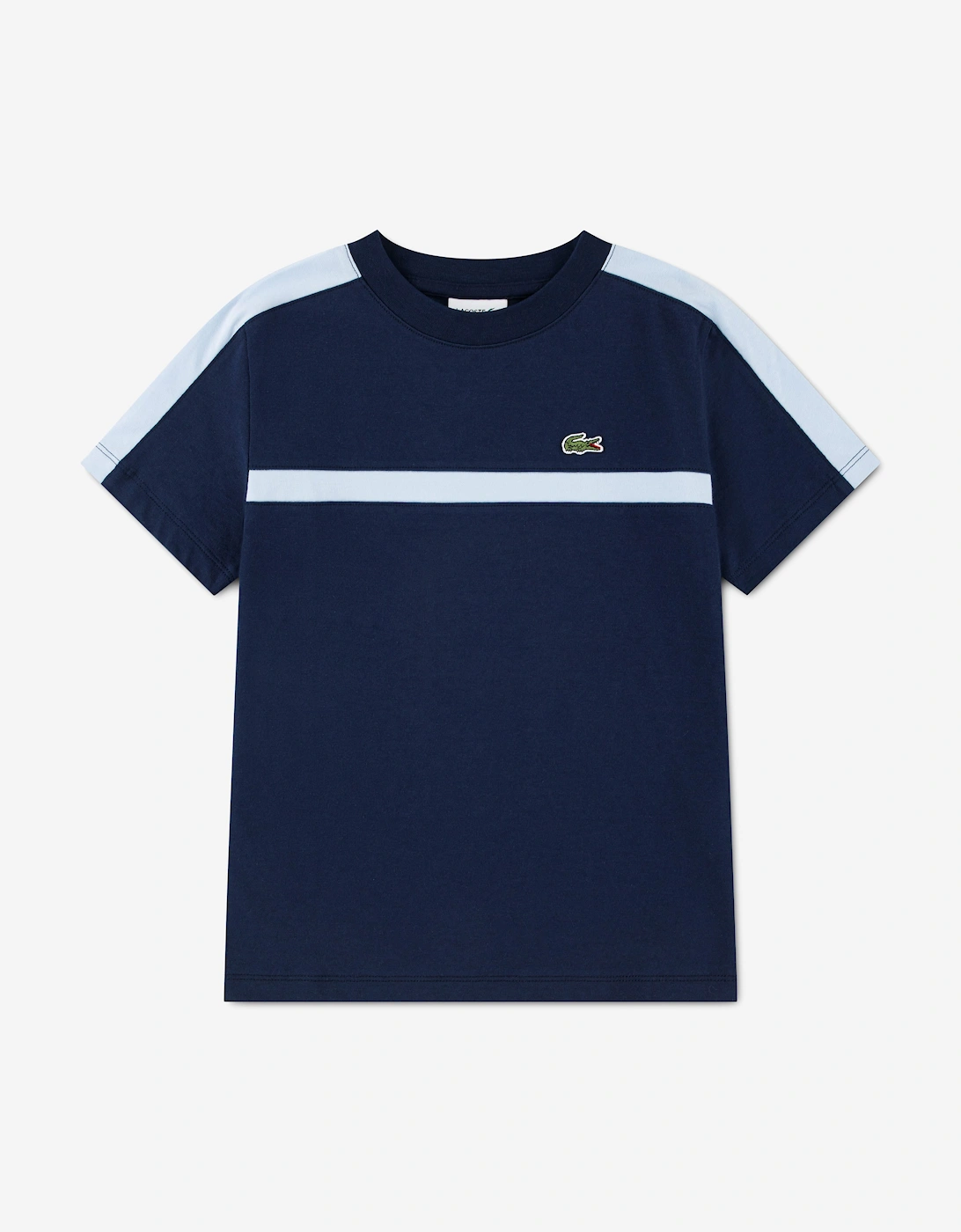 Lacoste Boy's Lacoste Boys Colourblock Stripe T-Shirt in Navy