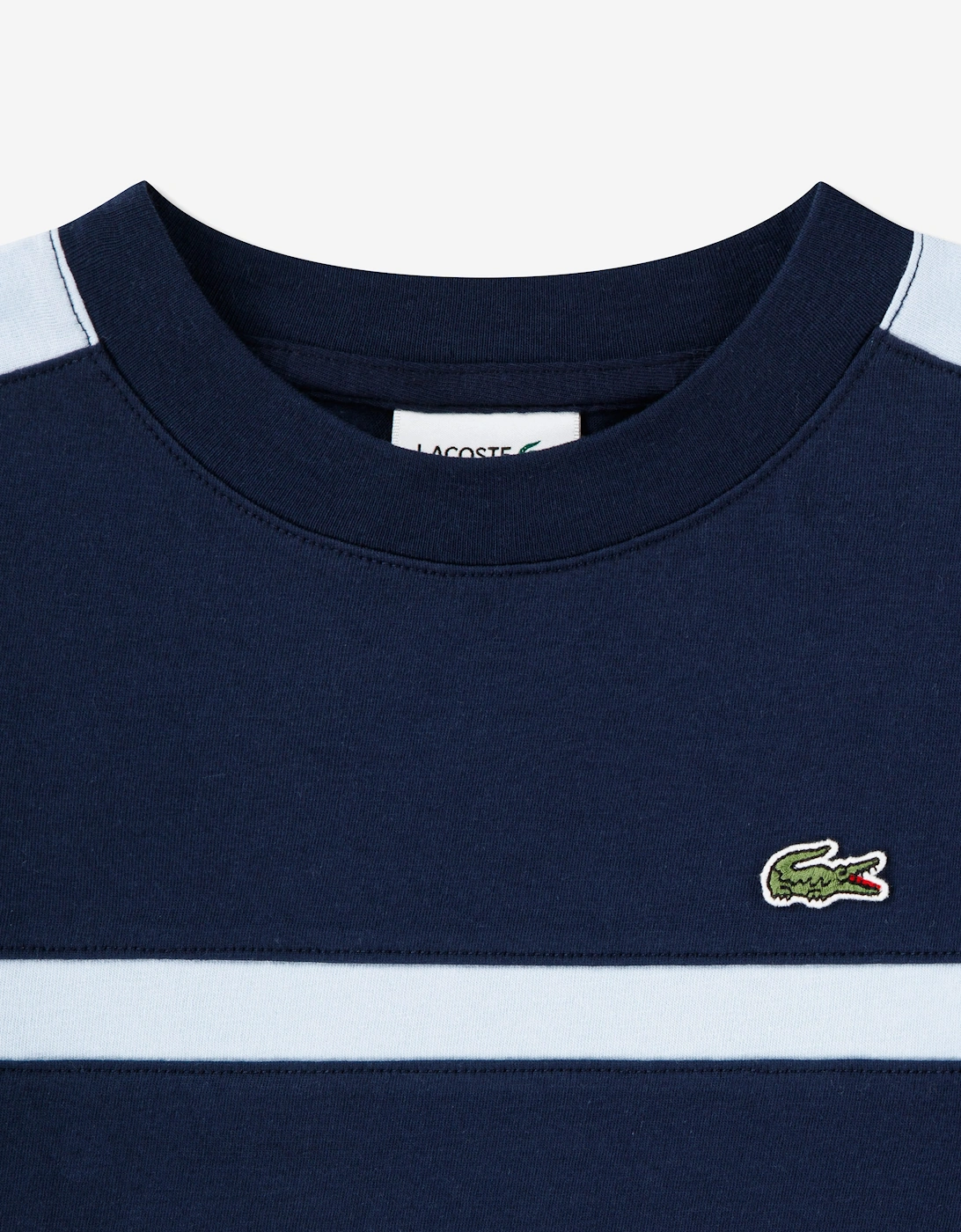 Lacoste Boys Colourblock Stripe T-Shirt in Navy