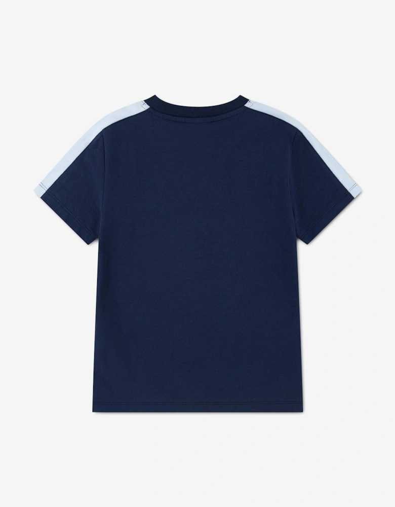 Lacoste Boys Colourblock Stripe T-Shirt in Navy