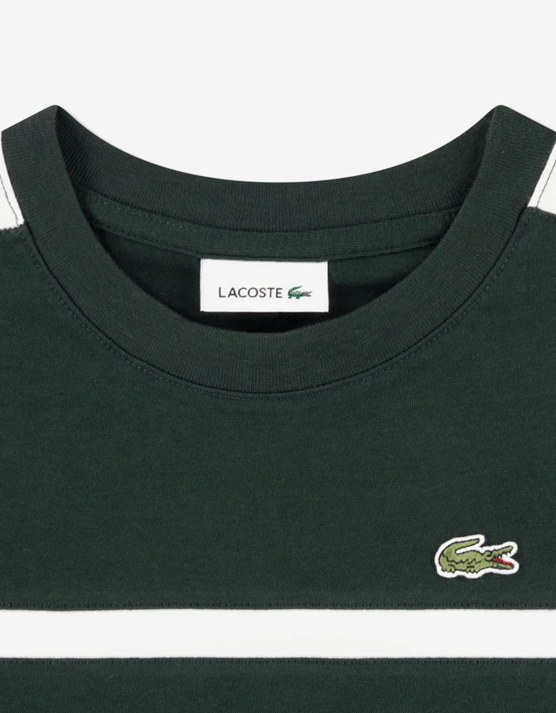 Lacoste Boys Colourblock Stripe T-Shirt in Green