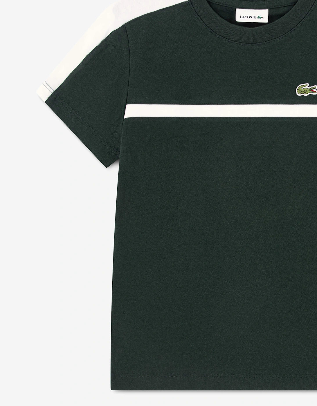 Lacoste Boys Colourblock Stripe T-Shirt in Green