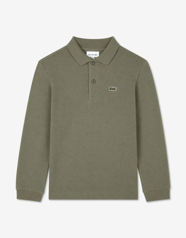 Lacoste Boys Long Sleeve Pique Polo Shirt in Green