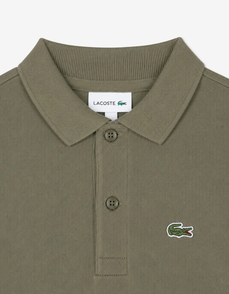 Lacoste Boys Long Sleeve Pique Polo Shirt in Green