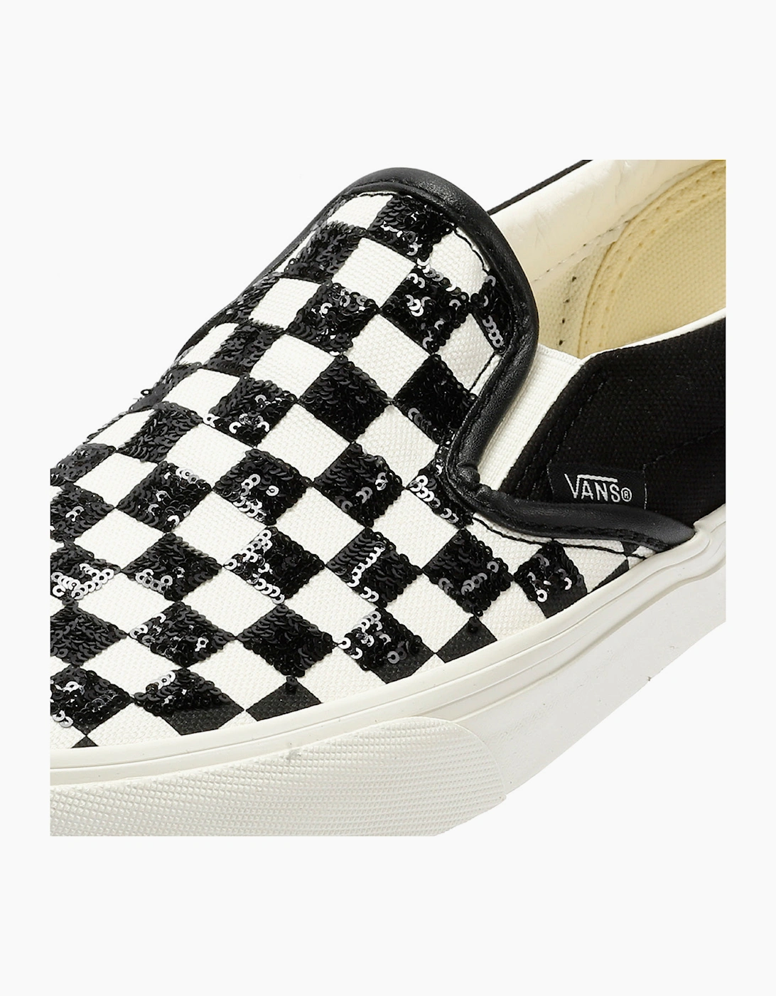 Vans Classic Slip-On Women's Canvas Black/White Beaded Checkerboard Trainers