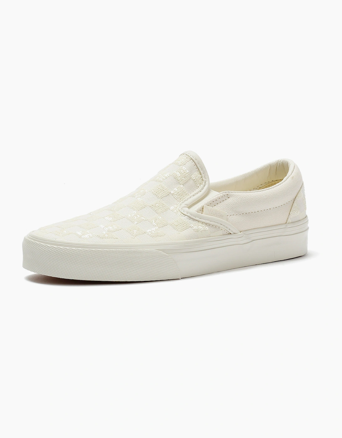 Vans Classic Slip-On  Women's Canvas White Beaded Checkerboard Trainers
