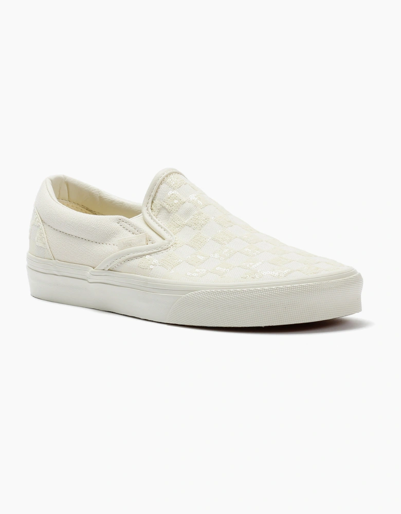 Vans Classic Slip-On  Women's Canvas White Beaded Checkerboard Trainers