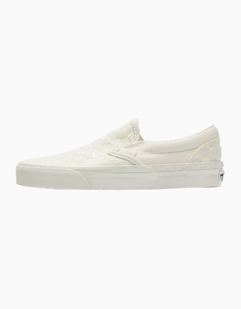 Vans Classic Slip-On  Women's Canvas White Beaded Checkerboard Trainers