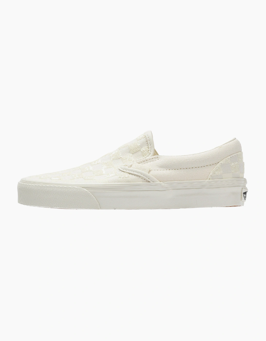 Vans Classic Slip-On  Women's Canvas White Beaded Checkerboard Trainers