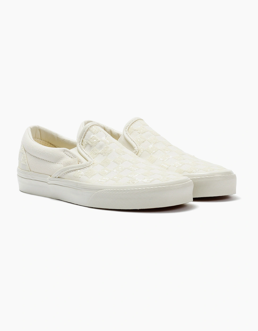 Vans Women's Vans Classic Slip-On  Women's Canvas White Beaded Checkerboard Trainers