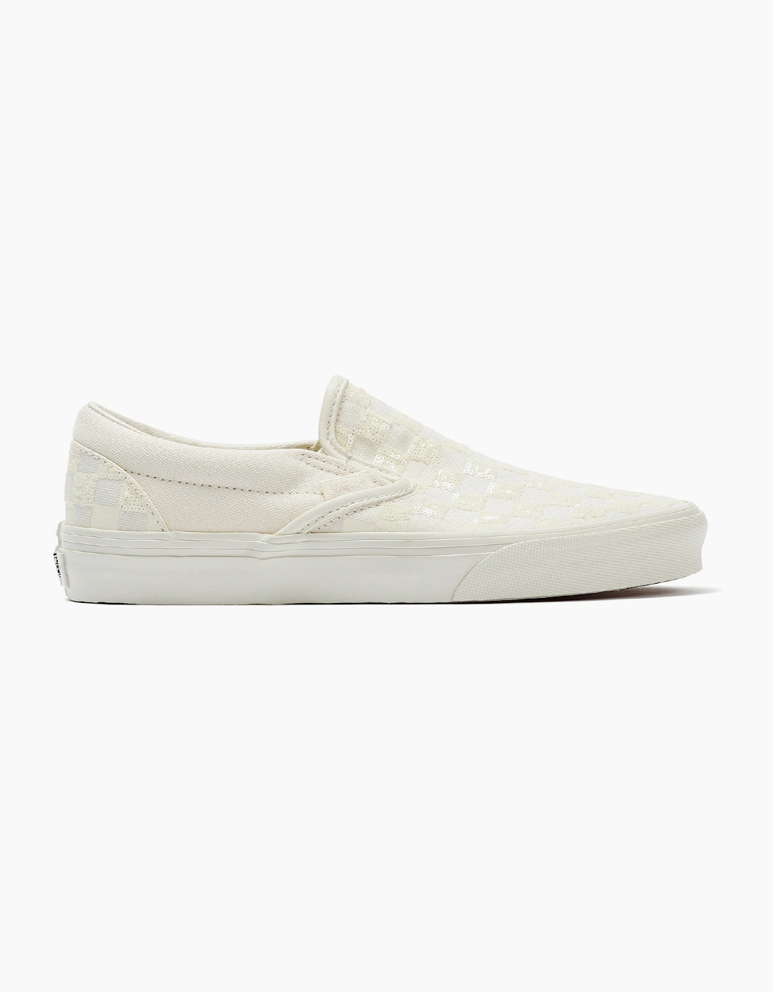 Vans Classic Slip-On  Women's Canvas White Beaded Checkerboard Trainers