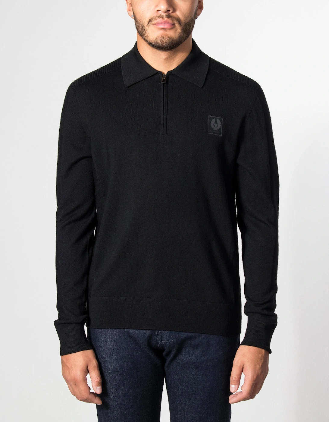 Regular Fit Long Sleeve Colden Knitted Polo Shirt