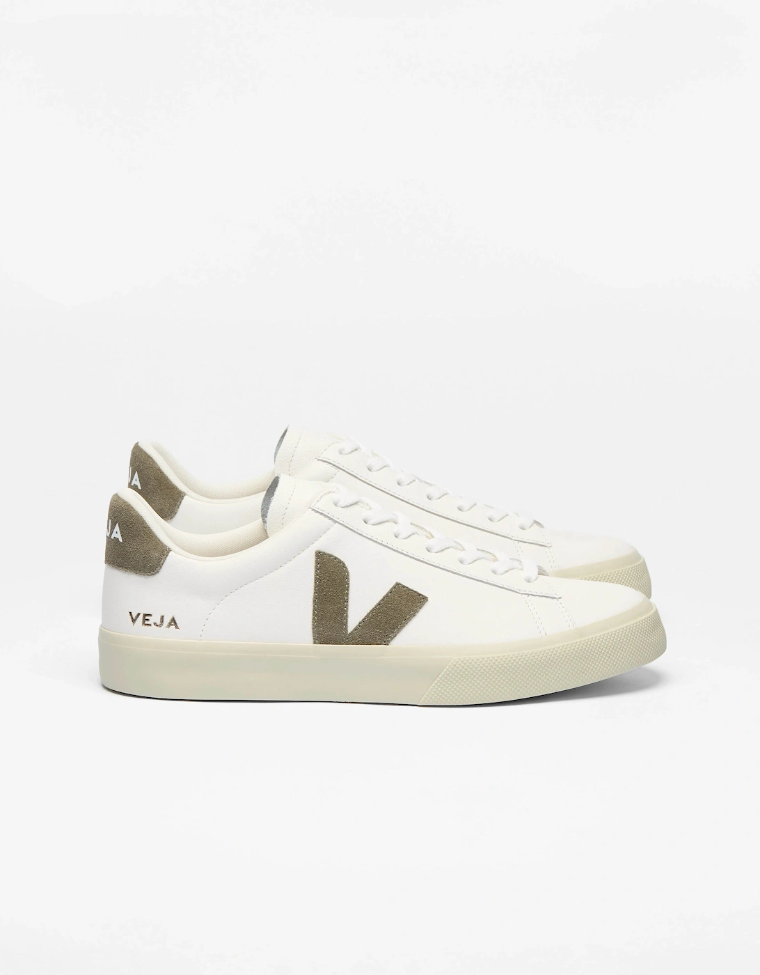 VEJA Campo Leather Mens Trainers - Extra White/Kaki